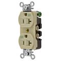 Hubbell Wiring Device-Kellems Straight Blade Devices, Weather Resistant Receptacles, Duplex, Commercial/Industrial Grade, 2-Pole 3-Wire Grounding, 15A 125V, 5-15R, Ivory 5362IWR